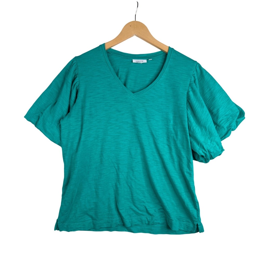Chico's V-neck Short Sleeve Shirt size 3‎ XL Green
